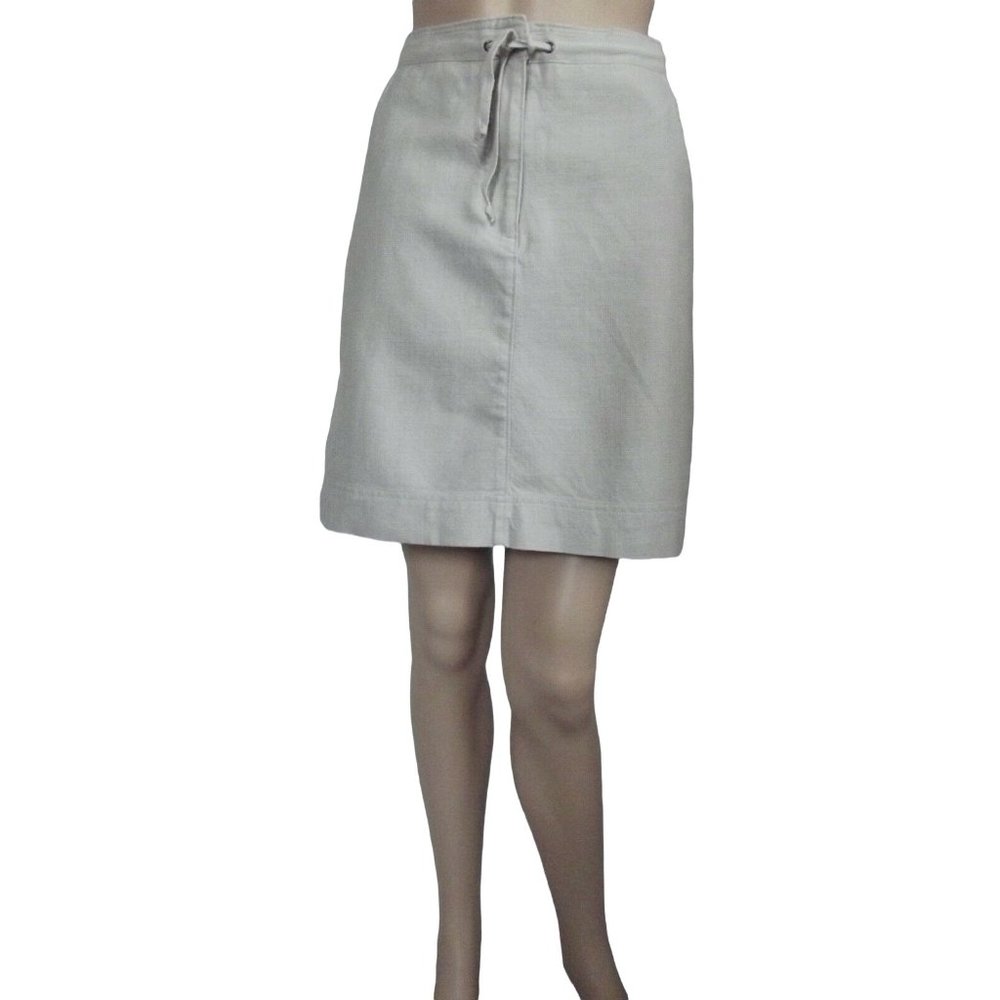 Woolrich Size 10 Khaki Beige 100% Cotton Skirt canvas trim (burlap/linen-like)